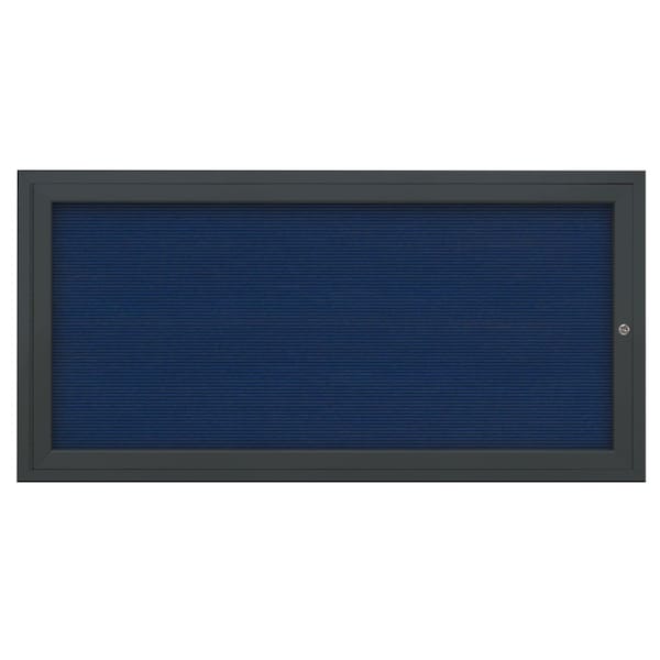72"x36" 3-Door Enclosed Outdoor Letterboard, Hdr, Blue Felt/Black